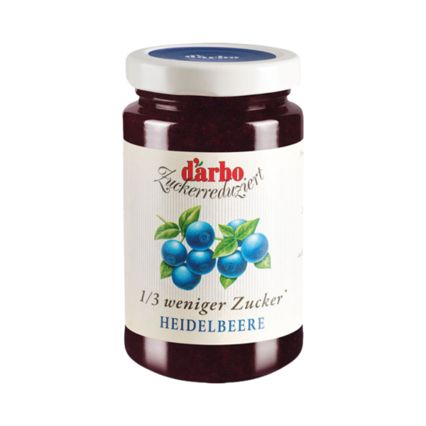 Darbo Zuckerreduziert Heidelbeere, Fruchtaufstrich mit 1/3 weniger Zucker, 250 Gramm